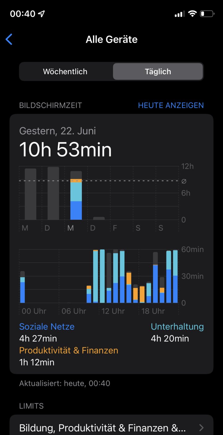 My iOS Screen Time: 10h 53min